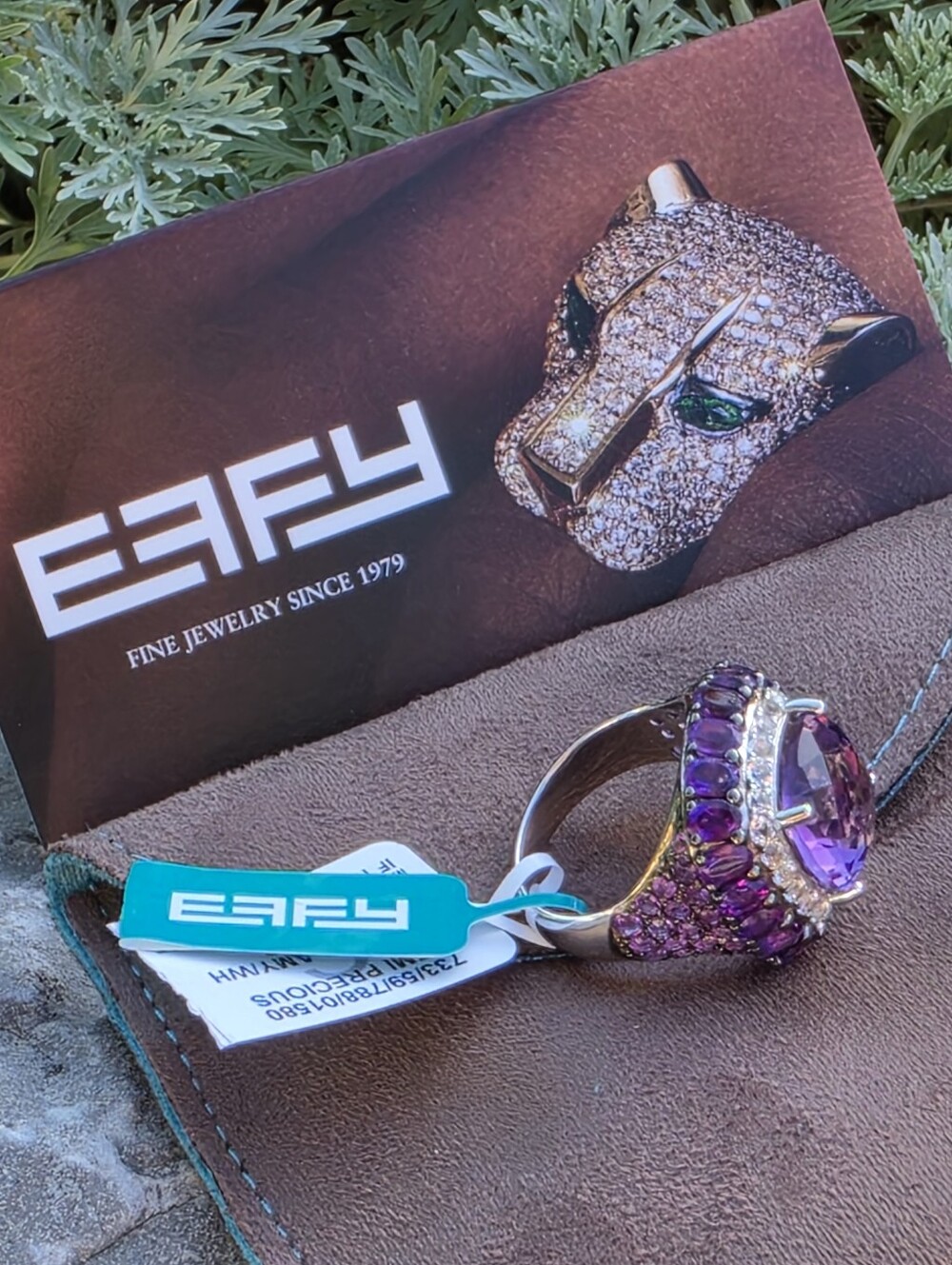 EFFY Amethyst (12 ct. t.w.) & White Topaz (5/8 ct. t.w.) Statement Ring NWT